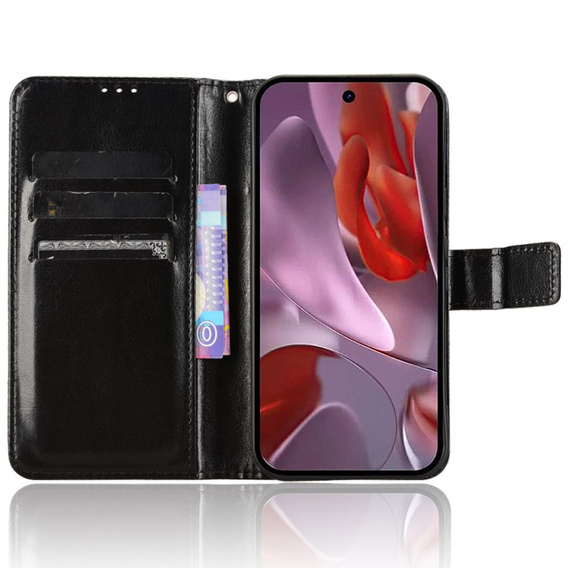 Klapkové puzdro pre Google Pixel 9A, Crazy Horse Wallet, čierne
