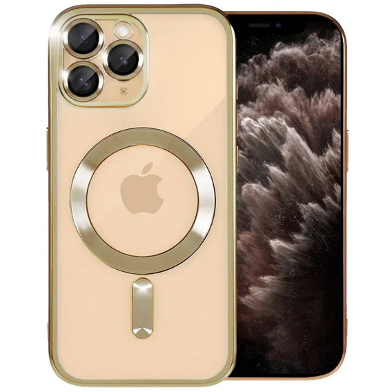 Puzdro pre iPhone 11 Pro, Electro MagSafe, zlaté + sklo na displej