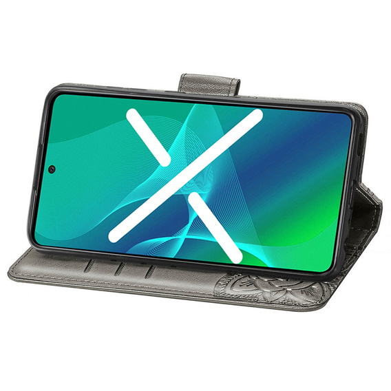 Klapkové puzdro pre Motorola Moto G71 5G, Butterfly, sivé