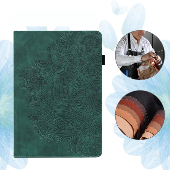 Puzdro s chlopňou pre Xiaomi Redmi Pad SE 11", flower, zelený