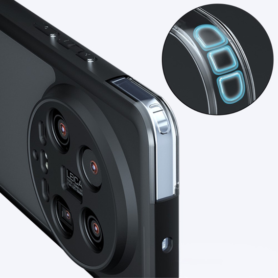 Puzdro pre Xiaomi 14 Ultra, Fusion Hybrid, s ochranou fotoaparátu, transparentné / čierne