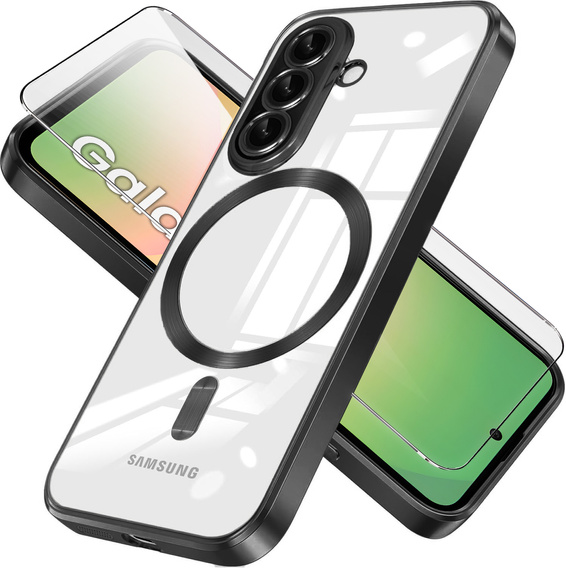 Puzdro pre Samsung Galaxy A56, Electro MagSafe, čierne + sklo na displej