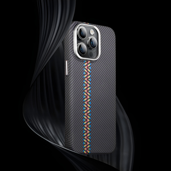 Puzdro pre iPhone 15 Pro, Carbon Fiber MagSafe, čierne