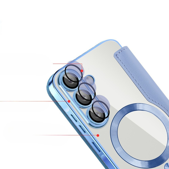 Klapkové puzdro pre Samsung Galaxy A56, RFID Wallet MagSafe CamShield, modré