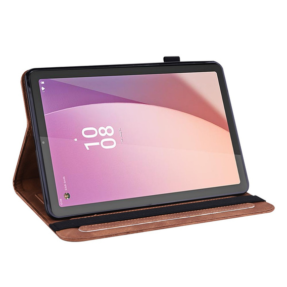 Puzdro s chlopňou pre Lenovo Tab M9, flower, hnedé
