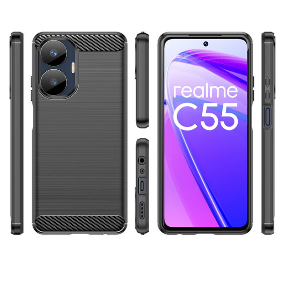 Obal na mobil pre Realme C55, Carbon, čierne