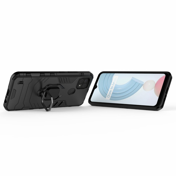 Obal na mobil pre Realme C21, Kickstand Ring, čierne