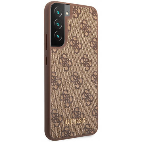 GUESS Obal na mobil pre Samsung Galaxy S23, 4G Metal Gold Logo, hnedé
