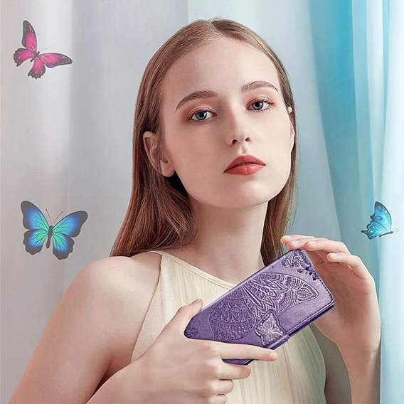 Klapkové puzdro pre Honor 400 Lite, Butterfly, fialové