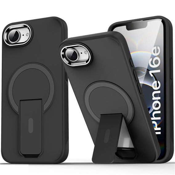 Puzdro pre Iphone 16E, Kickstand Matt Case, pre MagSafe, čierne