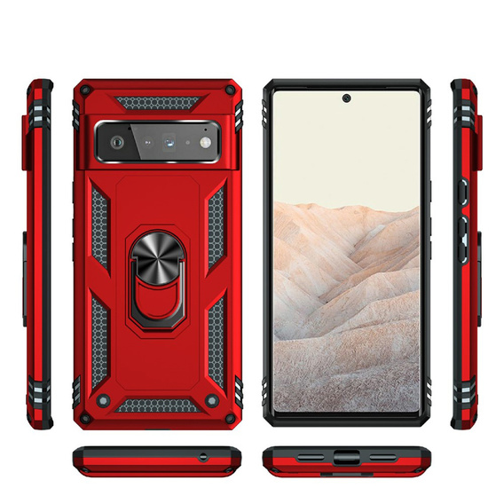 Pancierované obal na mobil pre Google Pixel 6 Pro, Nox Case Ring, červené