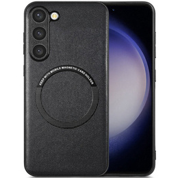 Obal na mobil pre Samsung Galaxy S23, Leather Hybrid MagSafe, čierne