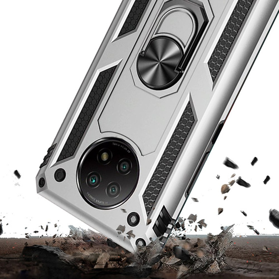 Pancierované obal na mobil pre Xiaomi Redmi Note 9T 5G, Nox Case Ring, strieborné