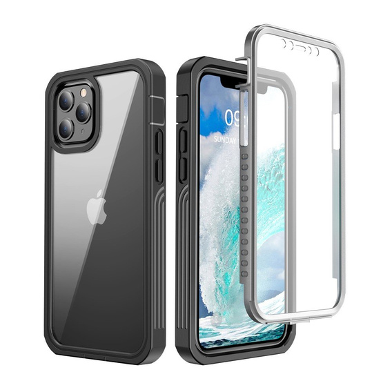 Puzdro pre iPhone 12/12 Pro, Shockproof, s fóliou, čierne
