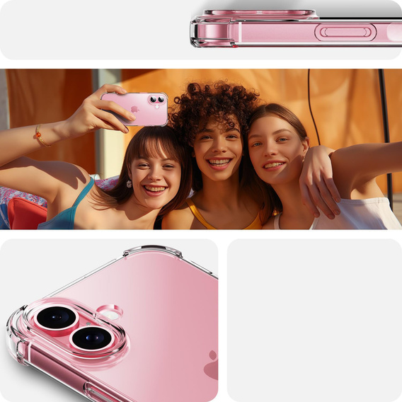 Puzdro pre iPhone 16 Plus, Erbord Dropproof, priehľadné + sklo
