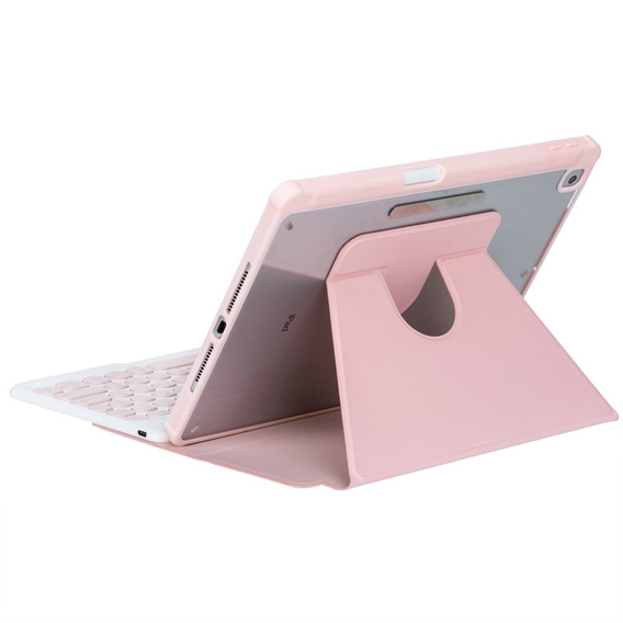 Puzdro s klávesnicou pre iPad 11" 2025 A16 (11 gen.) / iPad 10.9" 2022 (10 gen.), Rotary 360° Leather, ružové rose gold
