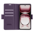 Puzdro pre Oppo Reno 12 Pro, ERBORD Glossy Litchi, flipová peňaženka, fialové