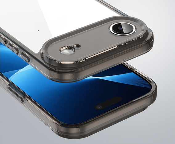 Silikónové puzdro pre iPhone Air, s tvrdou zadnou stranou, dymovo čierne