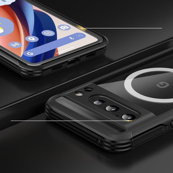 Puzdro pre Google Pixel 8 Pro, Shockproof, s fóliou na displej, pre MagSafe, čierne