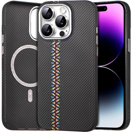 Puzdro pre iPhone 14 Pro, Carbon Fiber MagSafe, čierne