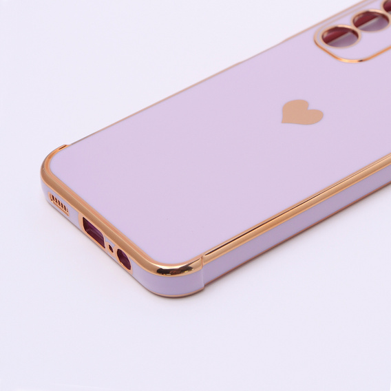 Obal na mobil pre Samsung Galaxy A14 4G/5G, Electro heart, fialové