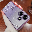 Puzdro pre Infinix Hot 30, Glitter Flower, fialové