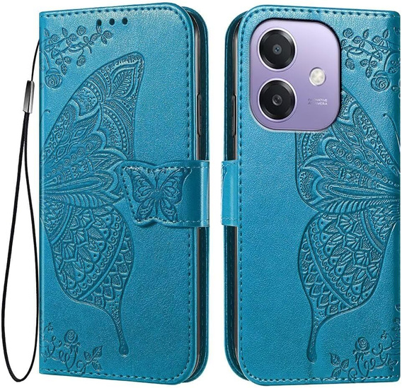 Klapkové puzdro pre Oppo A40 / Oppo A40m, Butterfly, modré