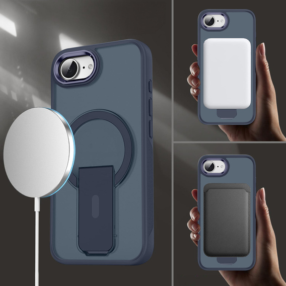 Puzdro pre Iphone 16E, Kickstand Matt Case, pre MagSafe, modré