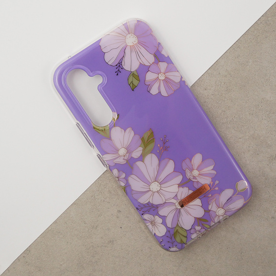 Obal na mobil pre Samsung Galaxy A54 5G, Suritch Full Body Flowers, fialové