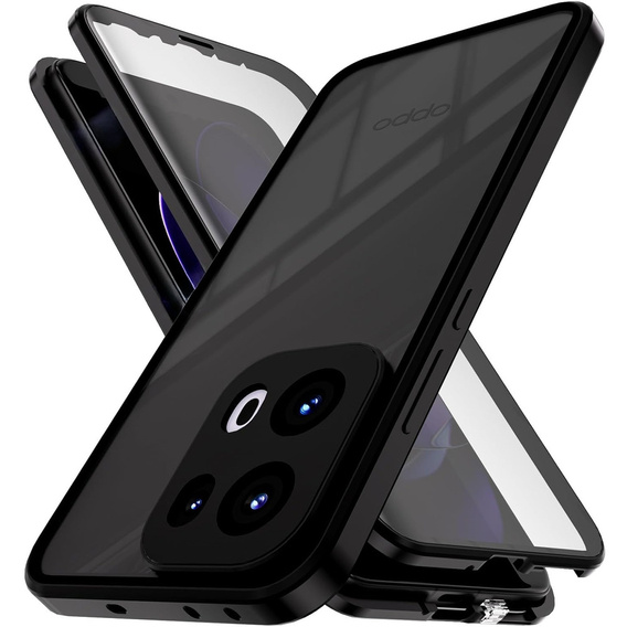 Puzdro pre Oppo Reno 13, Magnetic Dual Glass, čierne