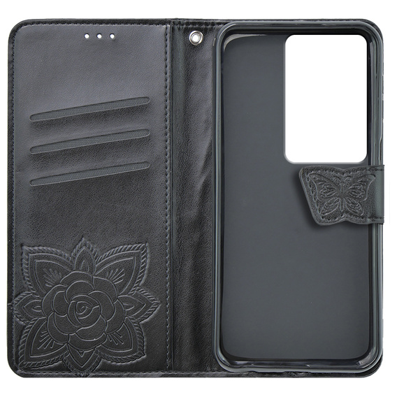 Klapkové puzdro pre Oppo A79 5G, Butterfly, čierne