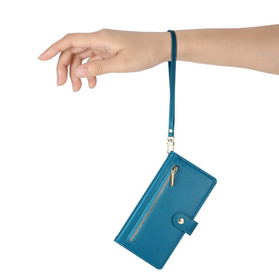 Klapkové puzdro pre Oppo Reno 13F 5G, Wallet Zipper Pocket, modré