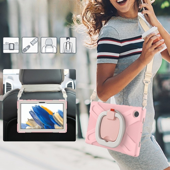 Detské puzdro pre Samsung Galaxy Tab A8 10.5 SM-X200 SM-X205, pancierované s popruhom, modré