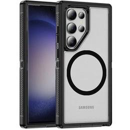 Puzdro s rámom pre Samsung Galaxy S23 Ultra, pre MagSafe, transparentné / čierne