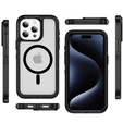 Puzdro s rámom pre iPhone 15 Pro Max, pre MagSafe, transparentné / čierne