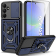 Pancierované puzdro pre Samsung Galaxy A36, CamShield Slide, modré + tvrdené sklo 9H