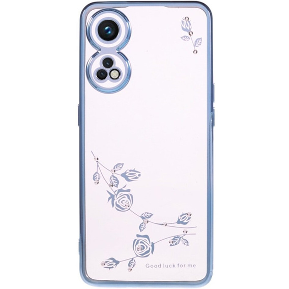 Puzdro pre Oppo Reno8 T 4G, Glitter Flower, modré
