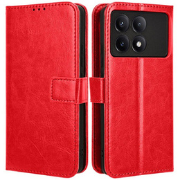 Klapkové puzdro pre Xiaomi Poco F6 Pro, Crazy Horse Wallet, červené