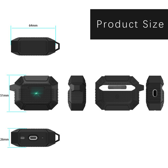 Obrnené puzdro na slúchadlá s karabínou pre Apple AirPods Pro 3