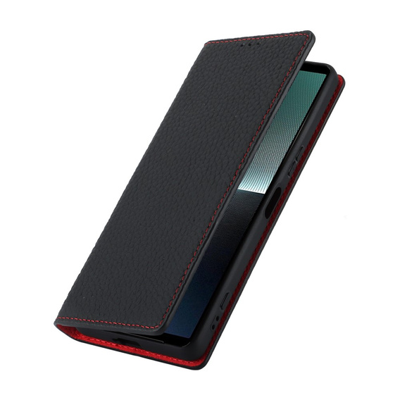 Klapkové puzdro pre Sony Xperia 1 V, Litchi Skin Grain, čierne
