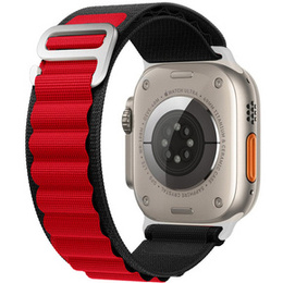 Nylonový remienok pre Apple Watch 1/2/3/4/5/6/7/8/SE/ULTRA 42/44/45/49 mm, čierny / červený