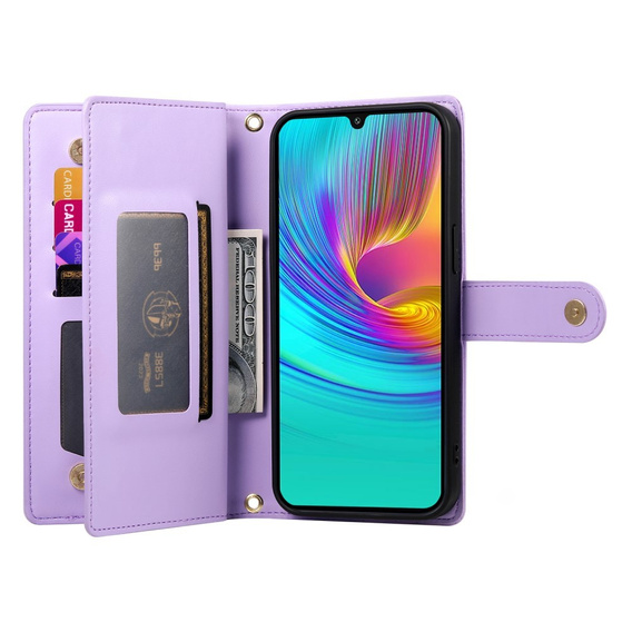 Klapkové puzdro pre Samsung Galaxy A36 5G, Wallet Zipper Pocket, fialové