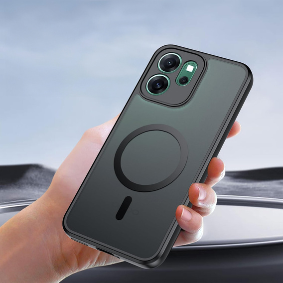 Matné puzdro pre Oppo Reno 14, pre MagSafe, priesvitné čierne
