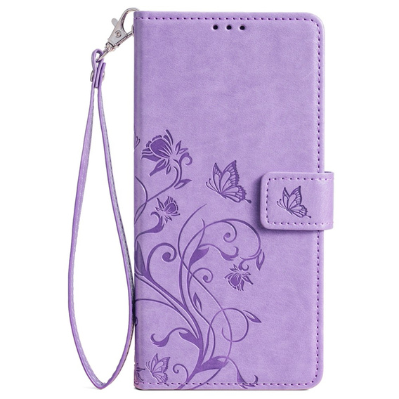 Klapkové puzdro pre Motorola Moto E14, Butterfly, fialové