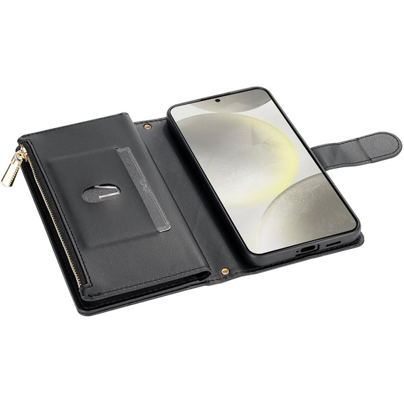 Puzdro s chlopňou pre Samsung Galaxy A56 5G, Rhombus Crossbody Leather, čierne