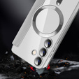 Klapkové puzdro pre Samsung Galaxy S24, RFID Wallet MagSafe CamShield, strieborné
