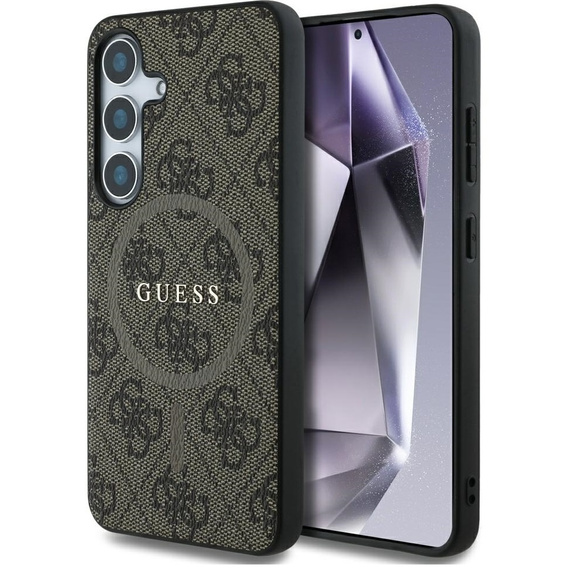 GUESS Obal na mobil pre Samsung Galaxy S25, 4G Ring Classic Logo, hnedé