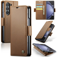 CASEME flipové puzdro pre Samsung Galaxy Z Fold6 5G, Litchi Wallet, hnedé