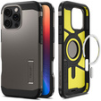 Puzdro Spigen pre iPhone 16 Pro Max, Tough Armor Mag MagSafe, sivé + tvrdené sklo 9H