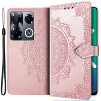 Klapkové puzdro pre Infinix Note 40 Pro Plus, Mandala, ružové rose gold